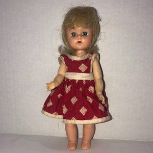 1950’s GINNY LOOK ALIKE HARD PLASTIC DOLL IN ORIGINAL DRESS “PAM”MOLDED SHOES